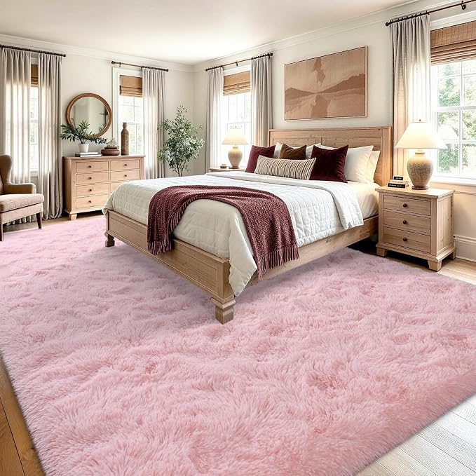 Noahas 8x10 Extra Large Pink Fluffy Soft Area Rug Non-Slip - Image 4