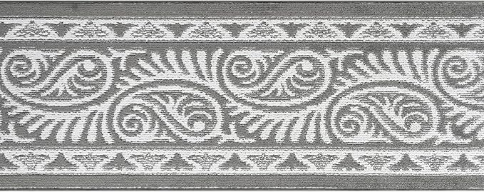 Custom Length Cut to Size Tribal Ethnic Southwestern Inspired Hallway Runner Rug, Non Slip Rubber Backed, 31 inch Wide X Customized Length, Mayan Grey, 31 inch X 17 feet