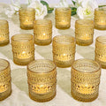 24 Pcs Votive Candle Holders, Golden Glass Candle Holder Bulk for Table Centerpiece, Tea Lights Candle Holders for Wedding Shower, Party and Home Decor