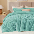 BEDELITE Fleece Queen Comforter Set -Super Soft & Warm Fluffy Haze Blue Bedding, Luxury Fuzzy Heavy Bed Set for Winter with 2 Pillow Cases