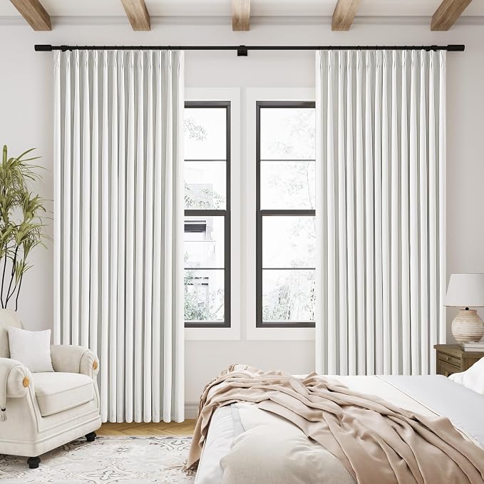 90 Inch Linen Blackout Curtains Pinch Pleated by Twodrapes