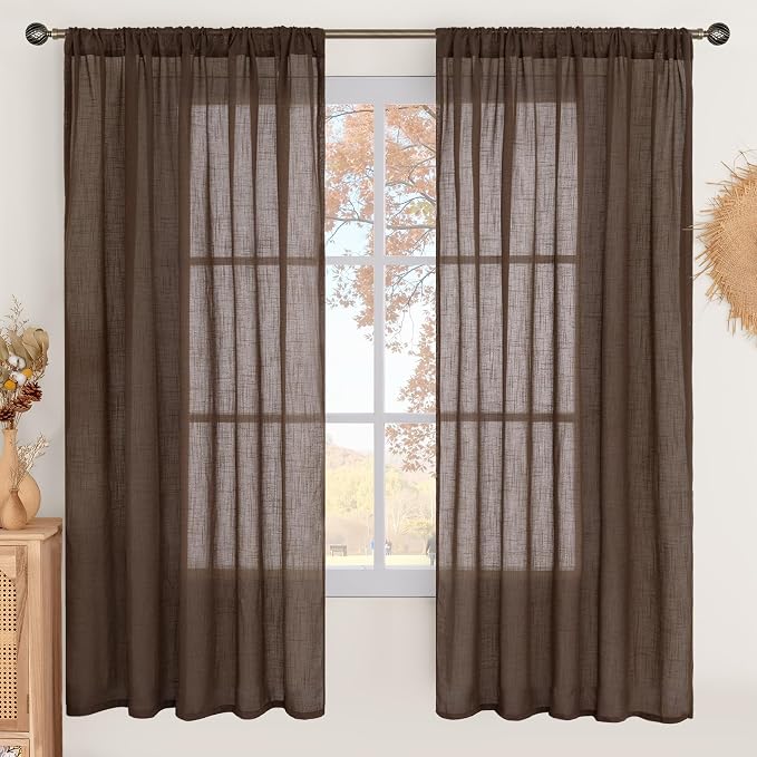 BGment Brown Linen Curtains 72 Inches Long by BGment