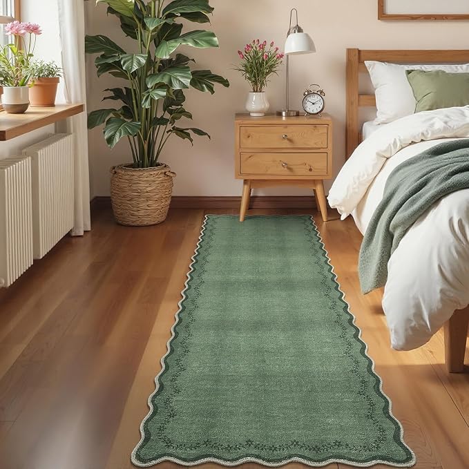GarveeHome 2x6 Scalloped Washable Runner Rug Non Slip Hallway Kitchen Rug | - Image 8