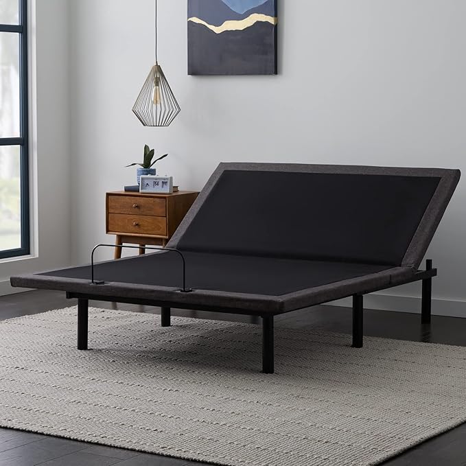 Lucid L600 Adjustable Bed Base Frame - Queen Size - Zero Gravity - Bluetooth - Companion App - Head and Foot Incline - Interactive Dual Massage - Under Bed Lighting - Wireless Remote - Dual USB Ports