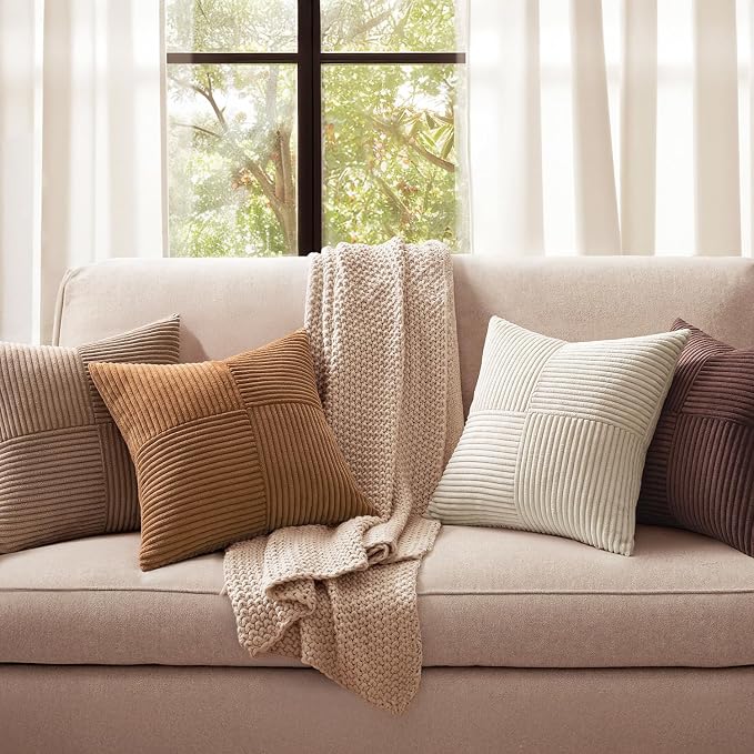 MIULEE Brown Throw Pillow Covers 18x18 Inch Set of 4 Boho Farmhouse Cushion - Image 2