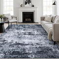 Area Rug Living Room: 6x6 Modern Washable Indoor Carpet Black | by FXRHLP