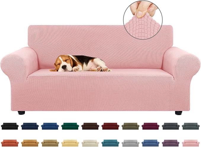 Stretch Loveseat Couch Cover, 2 Cushion Couch Slipcover, Dusty Pink | 1-Piece by KEKUOU