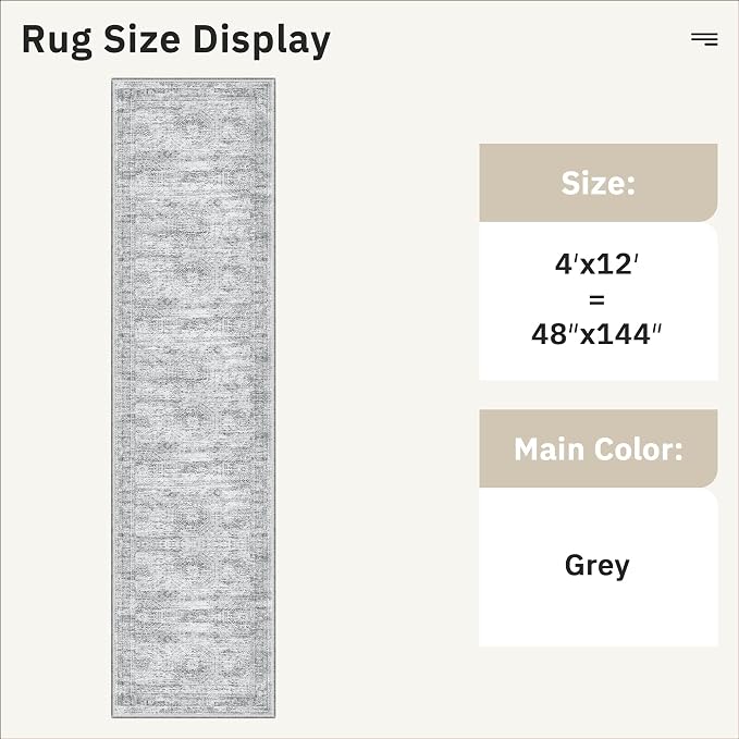 Soalmost Washable Hallway Runner Rug 4x12 Kitchen Entry Rugs Non-Slip, Stain - Image 5