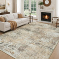 Rugflix 8x10 Area Rugs for Living Room, Washable Gold Beige Grey Large Rug | by RugflixAreaRugs