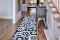 Custom Length Cut to Size Retro Modern Coastal Carpet Runner Rug for Hallways, Non Slip Rubber Backed, 31 inch Wide X Customized Length, Geo Blue, 31 inch X 29 feet