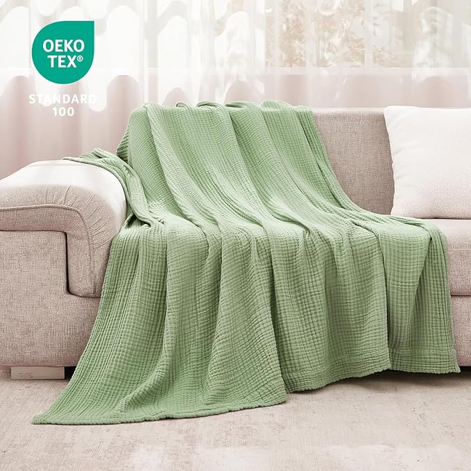 EMME Muslin Blankets for Adults Throw Blanket for Couch Breathable Gauze Soft - Image 3