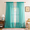 YJ YANJUN Vintage Lace Curtains 96 Inches Long-Victorian Floral Teal Sheer by YJYANJUN