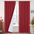 Red 100% Blackout Linen Bedroom Curtains 84 Inch by LAMIT
