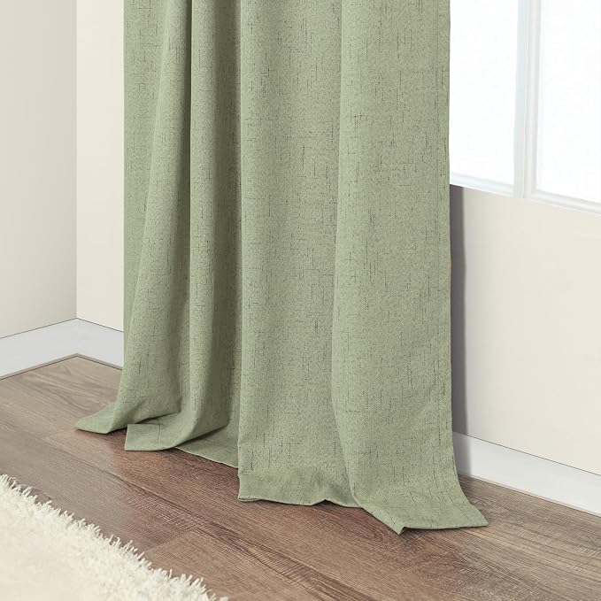 Pitalk Light Sage Green Black Out Curtains 63 Inch Long 2 Panel Set Back Tab - Image 8