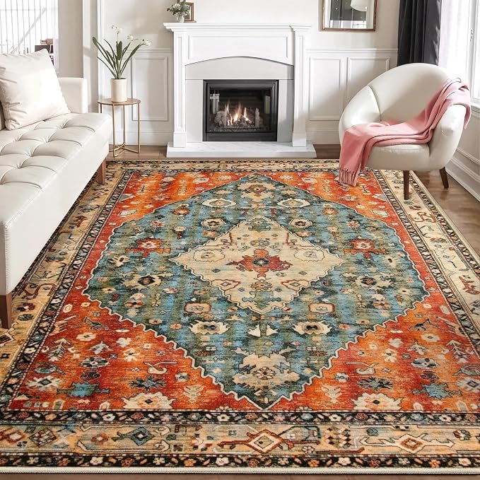 SERISSA 8x10 Washable Non Slip Boho Area Rug by SERISSAHomeDecorCollection