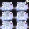Christmas White Fairy Lights Battery Operated 6 Pack 16.4Ft 50 LEDs Silver Copper Wire Twinkle Lights for Halloween Christmas Bedroom Indoor Outdoor Wedding Dorm Parties Holiday Yard Decorations