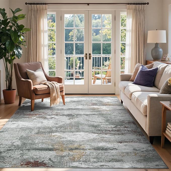 4x6 Ft Abstract Area Rugs for Living Room, Soft Non-Slip Modern Washable Rugs by Cuzwlovita