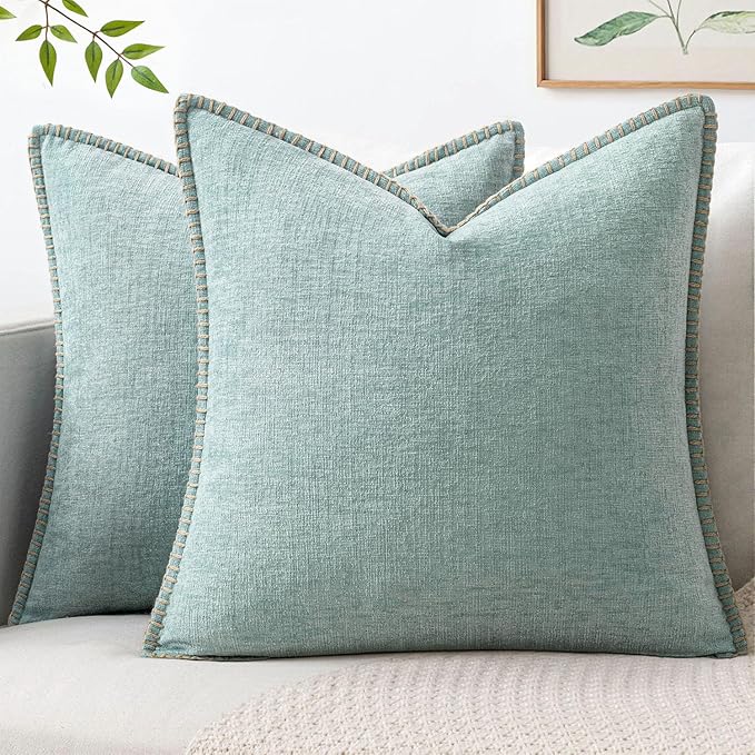 MIULEE Decorative Couch Throw Pillow Covers 18x18 Inch Coastal Light Blue | 2 by MIULEE