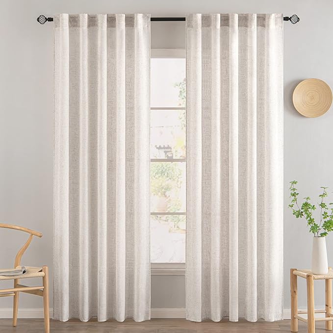 MIULEE White Linen Curtains 52x84 Inch - Image 2