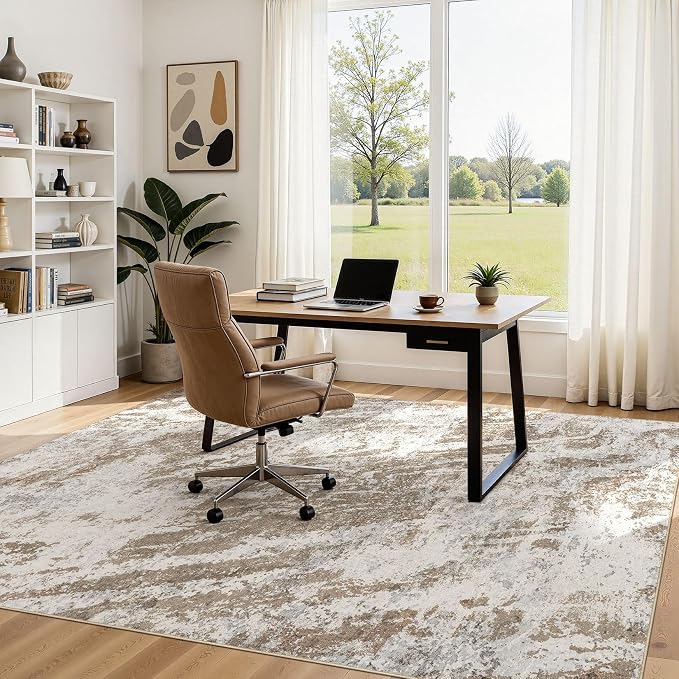 DMOYEST 5x7 Washable Area Rug: Abstract Modern Non-Slip Carpet, Soft Low Pile - Image 5
