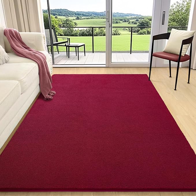 6x9 Area Rugs for Living Room Non Slip Dorm Bedroom Rug, Wine Red | Modern Area - Image 7