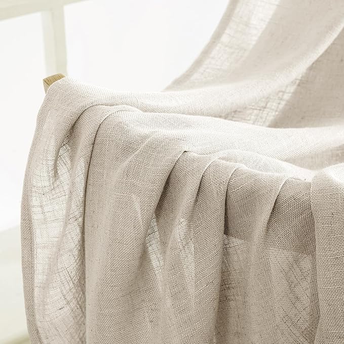 MIULEE Cream Linen Curtains 52x96 Inches Long - Image 6