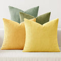 MIULEE Soft Corduroy Decorative Throw Pillow Covers Yellow Green 18x18 | Set of by MIULEE