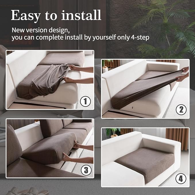 OHSIO Sectional Couch Covers, Wear Resistant Stretch Sofa Covers Washable Soft - Image 7