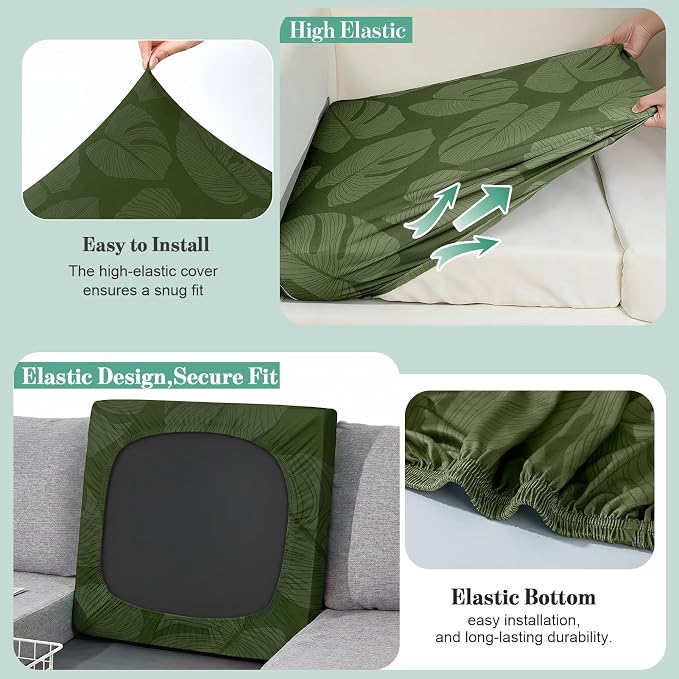 8Pcs Patio Cushion Covers Stretch Outdoor Furniture Protector Slipcovers | - Image 5