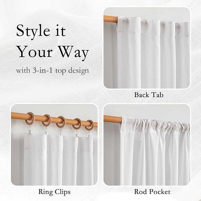 MYSKY HOME Patio White Sheer Curtains - Image 4
