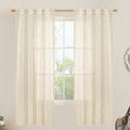 Semi Sheer Beige Linen Curtains 72 inch 2 Panels, 34 x 72 Inch | Light by LAMIT