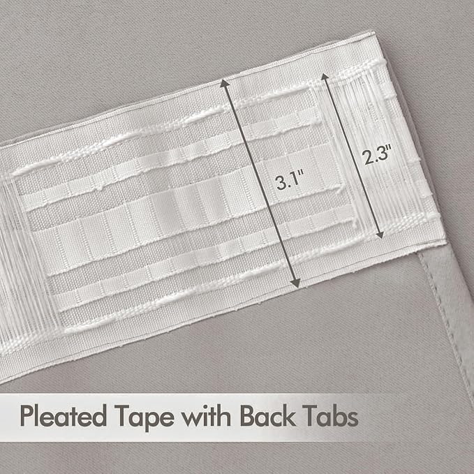MIULEE Cobblestone Back Tab Blackout Curtains 52x72 Inches Long 2 Panel Set | - Image 2