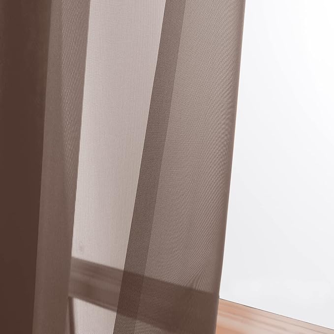 OWENIE Sheer Chocolate Curtains, Sheer Curtains 78 inch Length 2 Panels Set, Rod Pocket Voile Fimly Sheer Drapes for Living Room/Bedroom, 2pcs, Each 42" W x 78" L