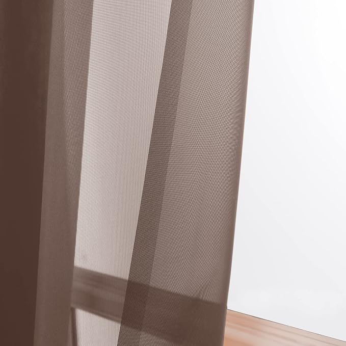 Chocolate Sheer Curtains 96 Inch Length, Elegant Sheer Curtains - Image 2