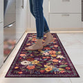 Purple Floral Hallway Runner Rug 2x5 by WelcometoBabovid
