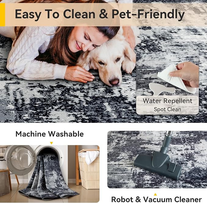 RELEANY Washable 2'x3' Abstract Area Rug - Image 4