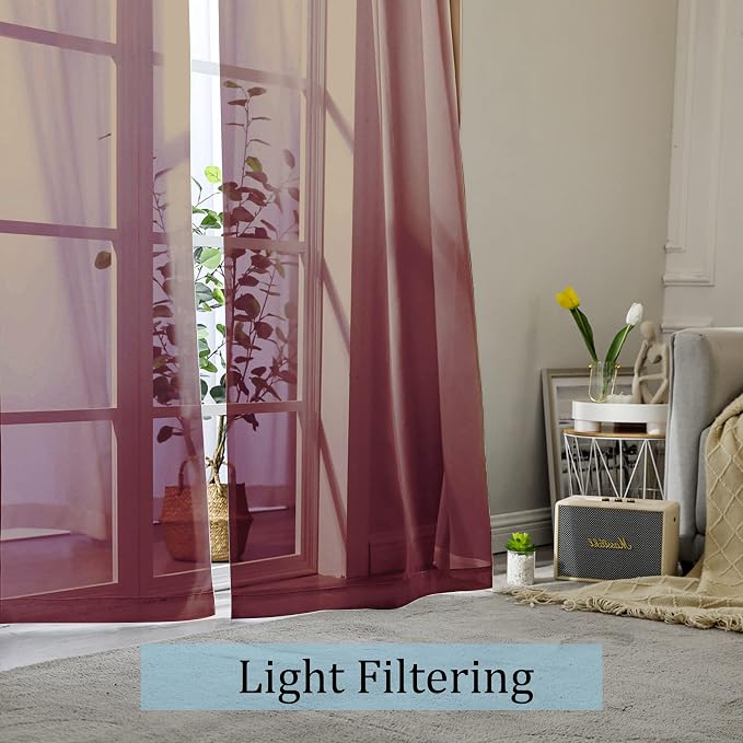 Sheer Curtains 96 Inch Long, Elegant Sheer Curtains - Image 3