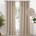 YoungsTex 90 Inches Long Oatmeal Linen Semi Sheer Curtains by YoungsTex