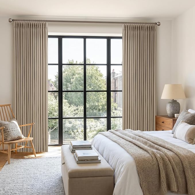Pinch Pleated 90 Inch Camel Beige Light Filtering Linen Curtains W50xL90 | 90 - Image 9