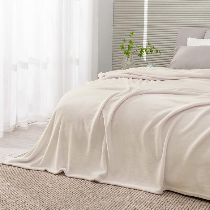 BEDELITE Fleece Blanket Soft Plush King Size Bed Blanket Beige 108"x90" | Ultra by BEDELITE