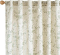 Green Vintage Floral Linen Curtains Farmhouse 50W X 84L 2 Panels | Elisa Series by Lazzzy