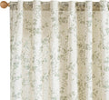 Extra Long Green Vintage Floral Linen Curtains Farmhouse 2 Panels | Elisa Series by Lazzzy