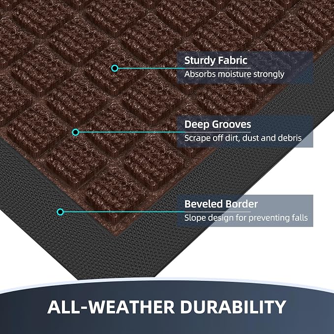 Front Door Mat Outside Entrance, Heavy Duty Waterproof Doormat | 29.5"x17" - Image 3