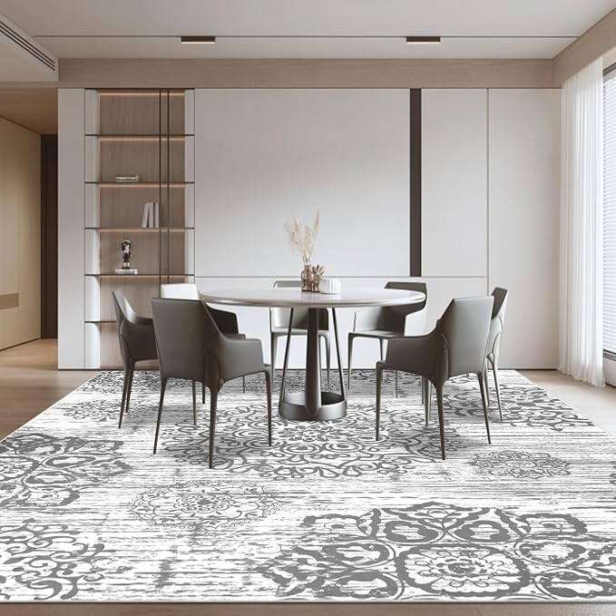 HEBE Area Rug for Living Room 9'x12', Washable Non Slip Boho Bedroom Rug | - Image 6