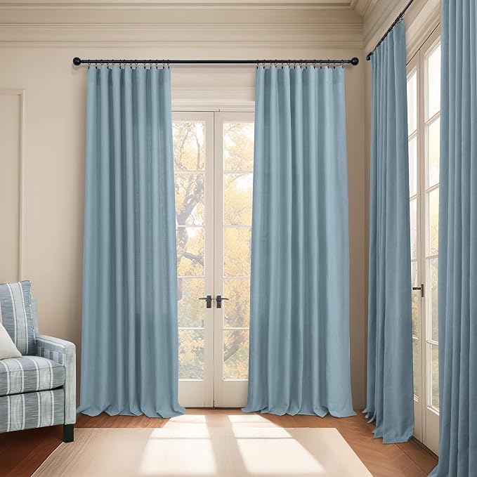 Blue Linen Curtains 84 Inch Length - Image 6