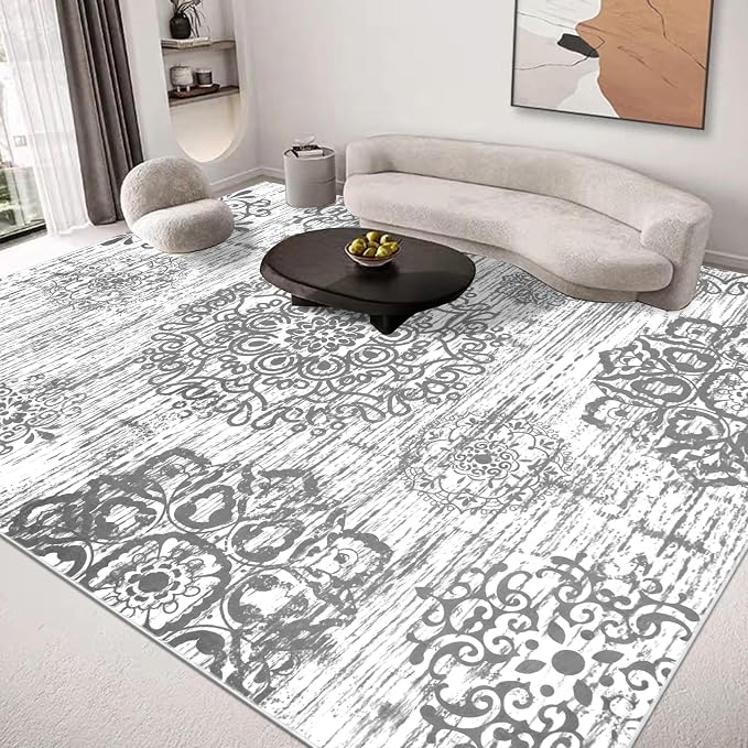 HEBE Area Rug for Living Room 8'x10', Washable Non Slip Boho Bedroom Rug | - Image 6