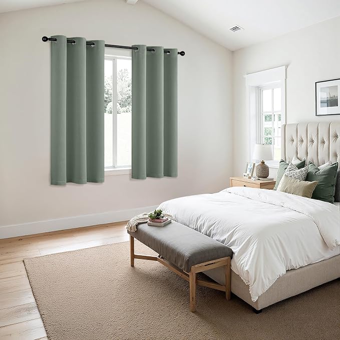 MIULEE Blackout Curtains for Bedroom 2 Panels 40 x 63 Inch Long Light Green | - Image 6