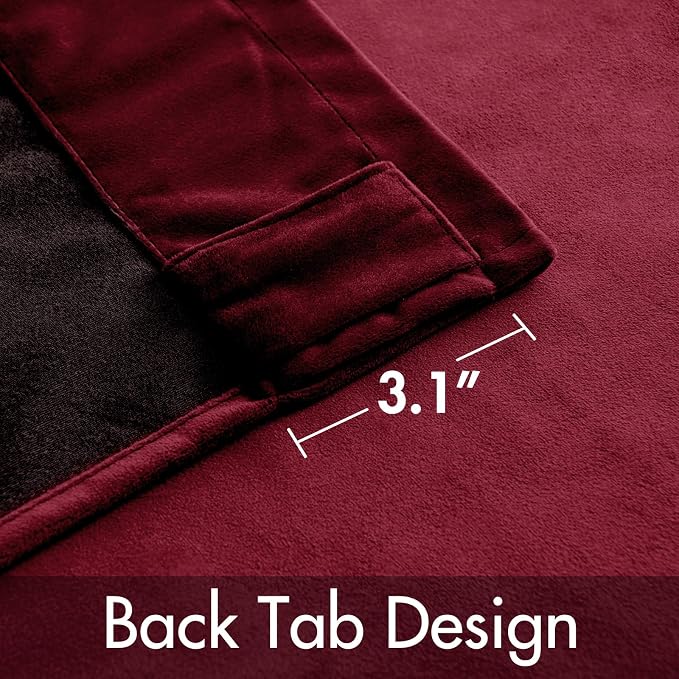 MIULEE Velvet Curtains 52x90 inches 2 Panels Burgundy Red Blackout Curtains | - Image 3