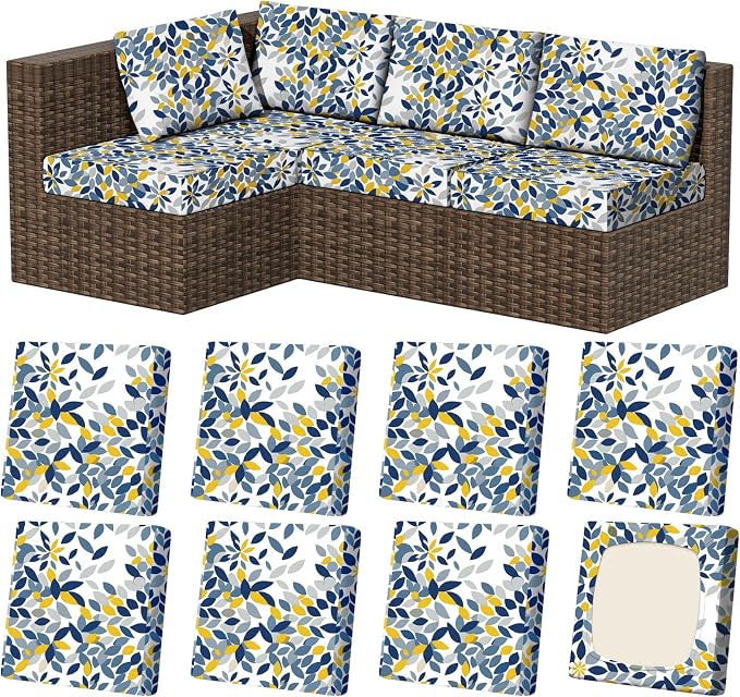 8Pcs Outdoor Cushion Covers, Stretch Patio Furniture Couch Chair Slipcovers | by VORSHAPE