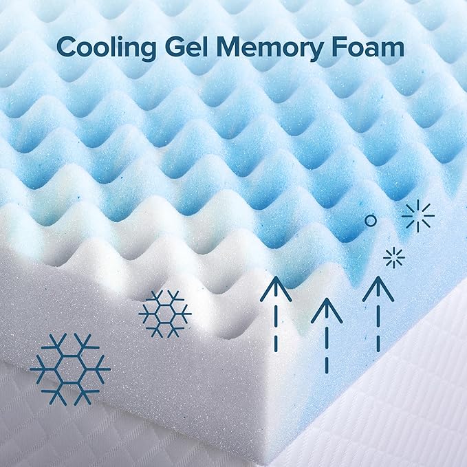 ZINUS 4 Inch Swirl Gel Cooling Memory Foam Mattress Topper, Smaller, More Convenient WonderBox Packaging, Cooling, Airflow Design, CertiPUR-US Certified, Queen